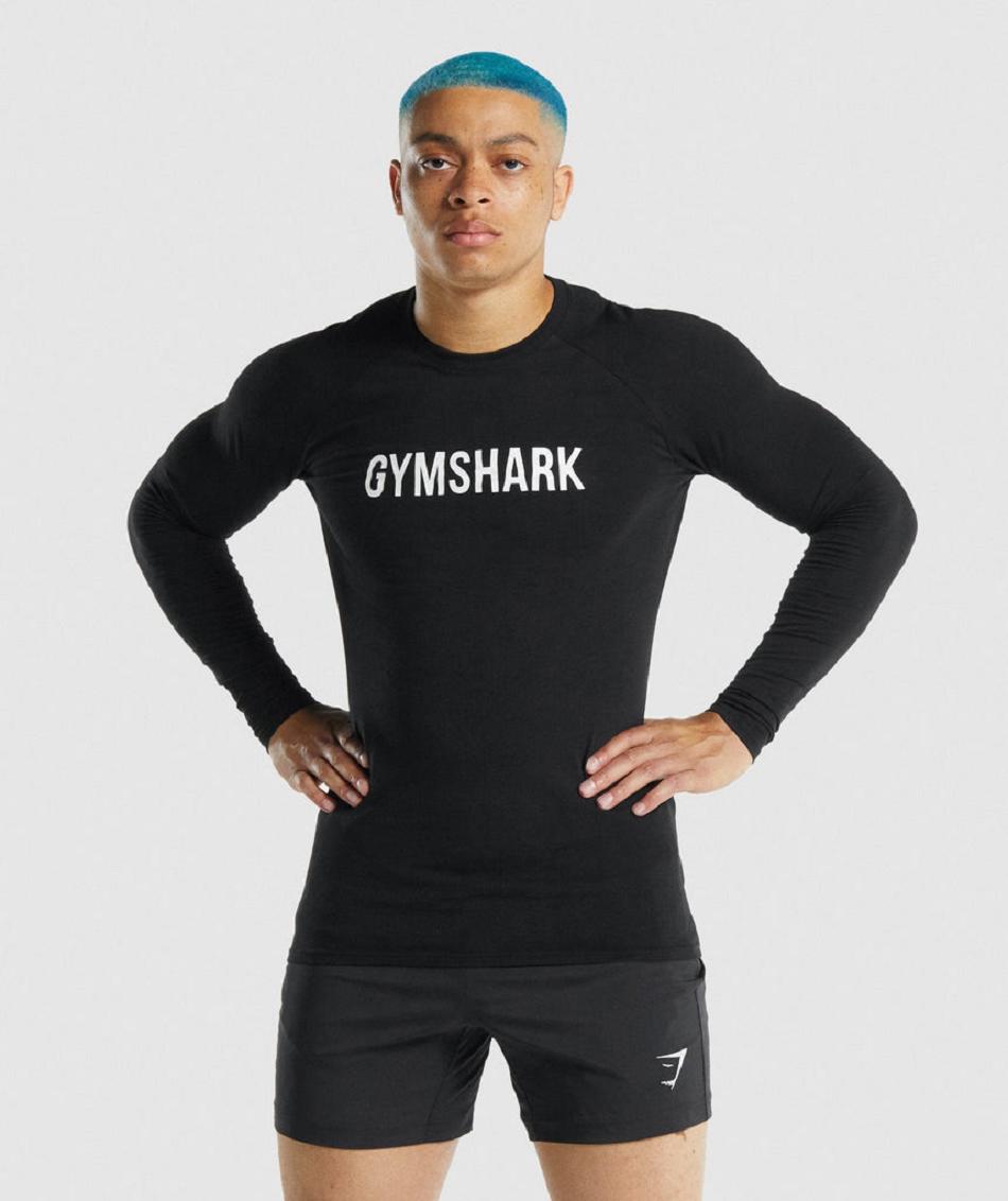 Gymshark Apollo Muške Dugi Rukav Crne | HR 2607CTV